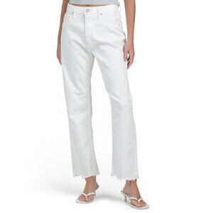 MOUSSY VINTAGE White Made In Japan Aurora Wide Straight Cropped Jeans